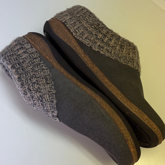 Clarks 9M Knitted Collar Clogs Suede Fur-Lined Hard-Bottom Slippers Gray EUC - Picture 8 of 9